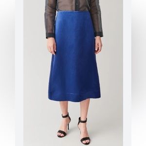 COS Mulberry Silk-mix A-line Skirt In Blue